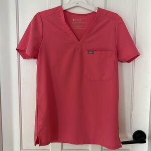 FIGS NEON PINK SCRUB TOP